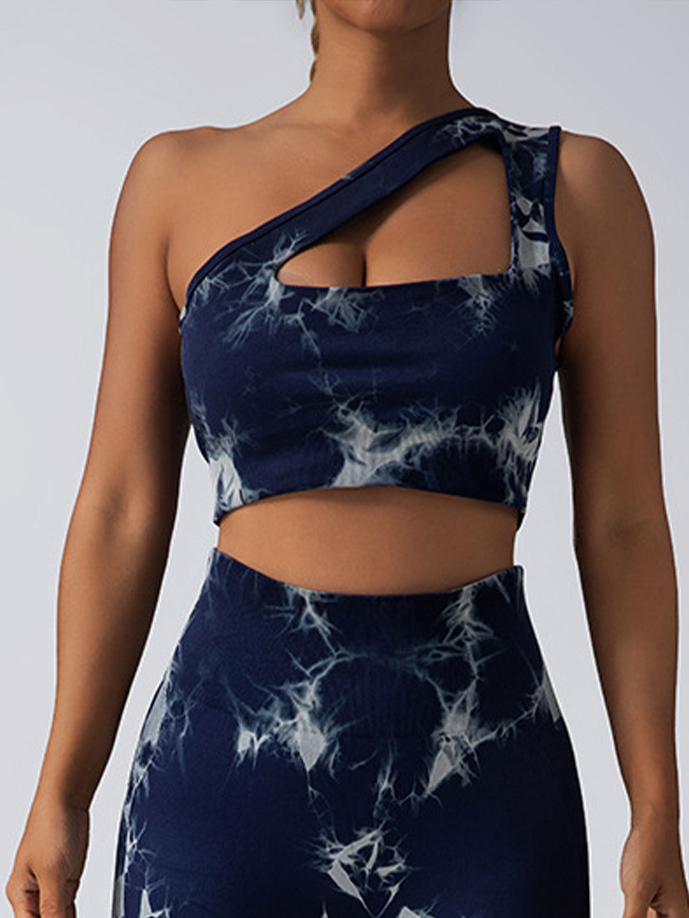 Seamless One-Shoulder Bra & Scrunch Leggings Set - High Waisted Yoga Pants FitiqueFit