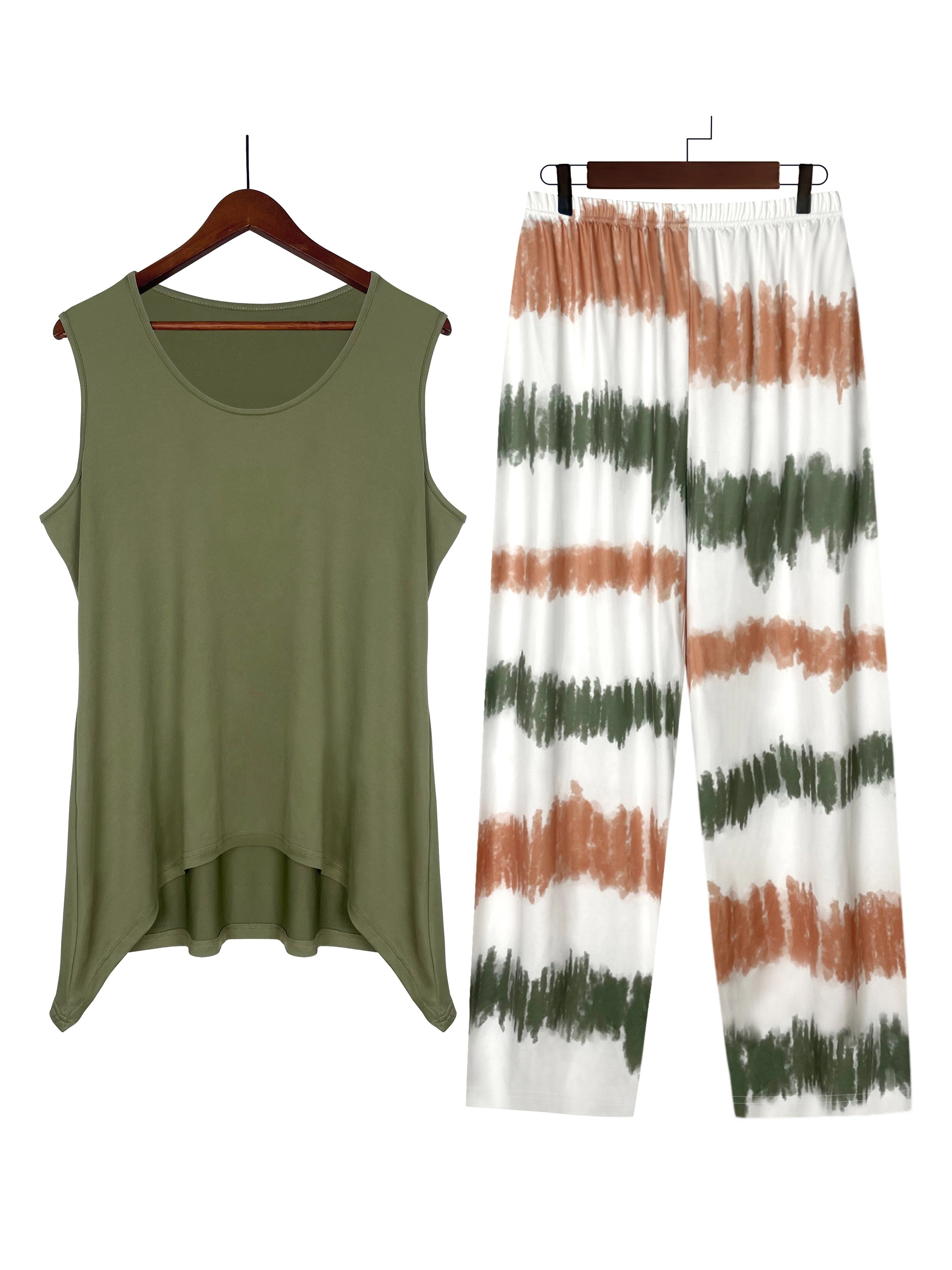 Elegant Floral Print Two-Piece Set - Round Neck CJ US