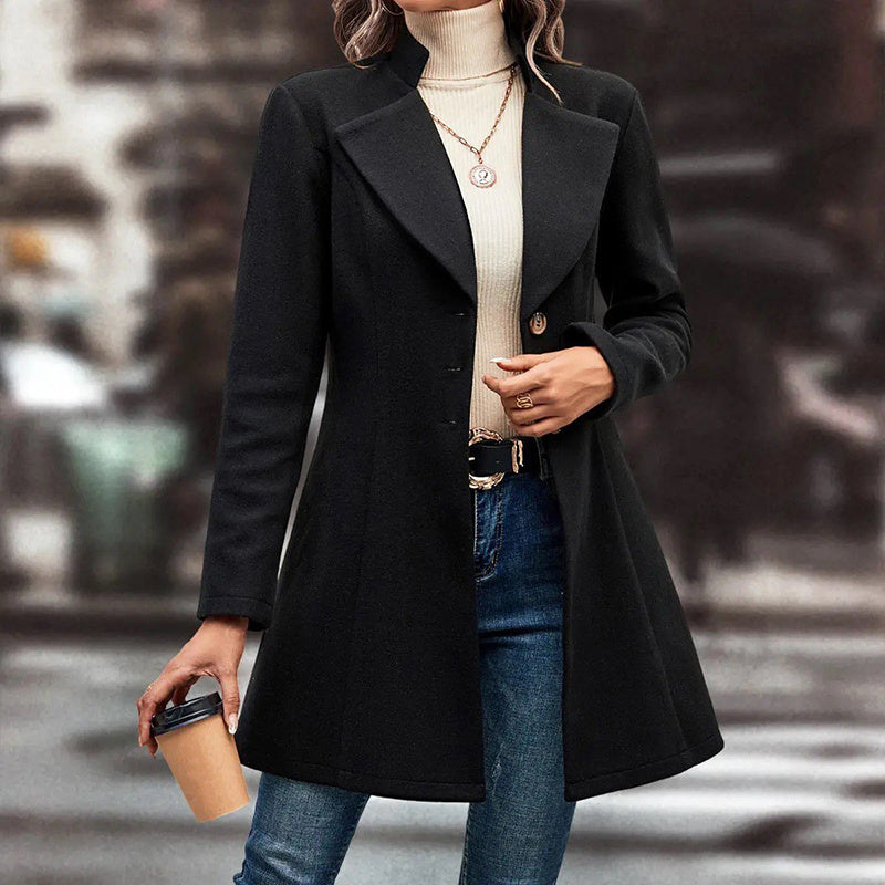 Women's Winter Overcoat Lapel Collar Single Breasted Outerwear Long Pea Coat CJ US