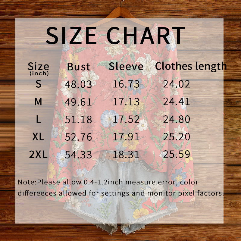 Women's Fall Wildflower Print Long Sleeve T-Shirt, Boho Cottagecore Floral Pullover Top, Casual Autumn Graphic Blouse CJ US