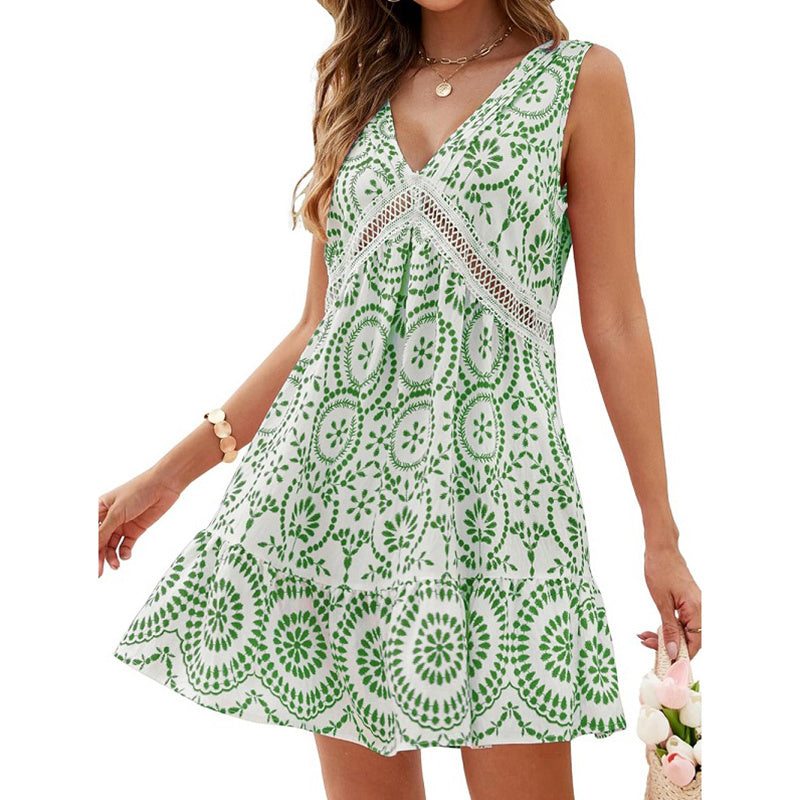 Boho V-Neck Sleeveless Summer Beach Dress CJ US
