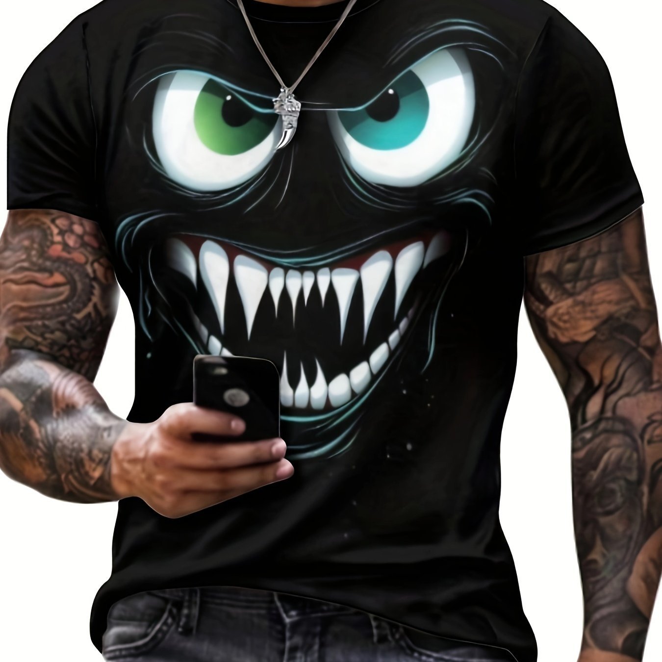 3D Evil Smile T-Shirt for Men – Streetwear Graphic Short Sleeve Tee CJ US