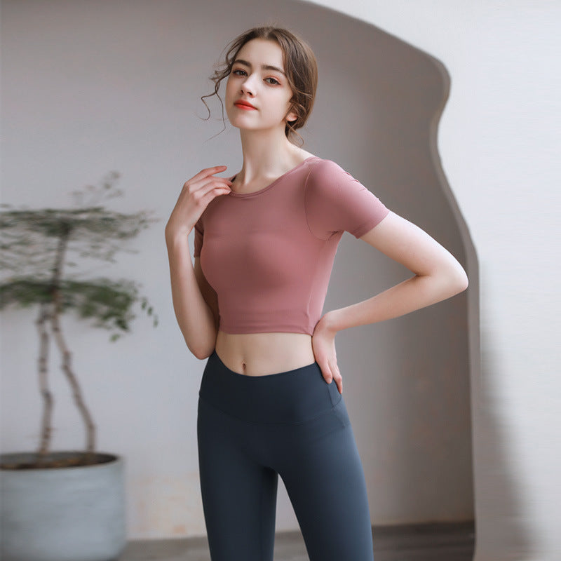 Tight Fit Yoga Top With Chest Pad Beauty Back Breathable - FitiqueFit