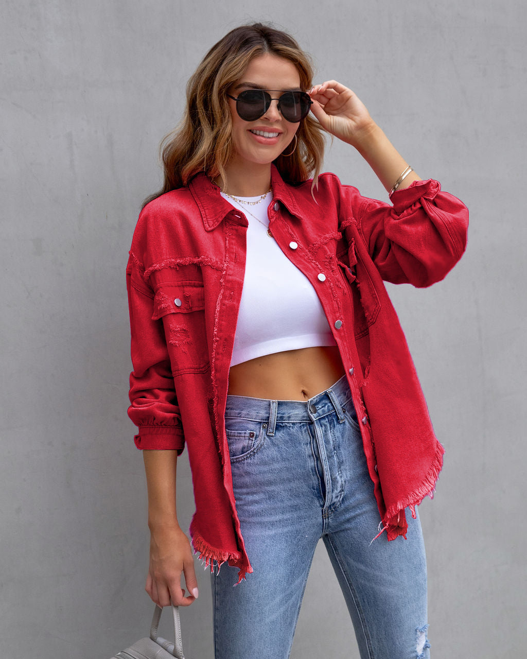Ripped Shirt Jacket Female | oversized shirts for women | Diversi