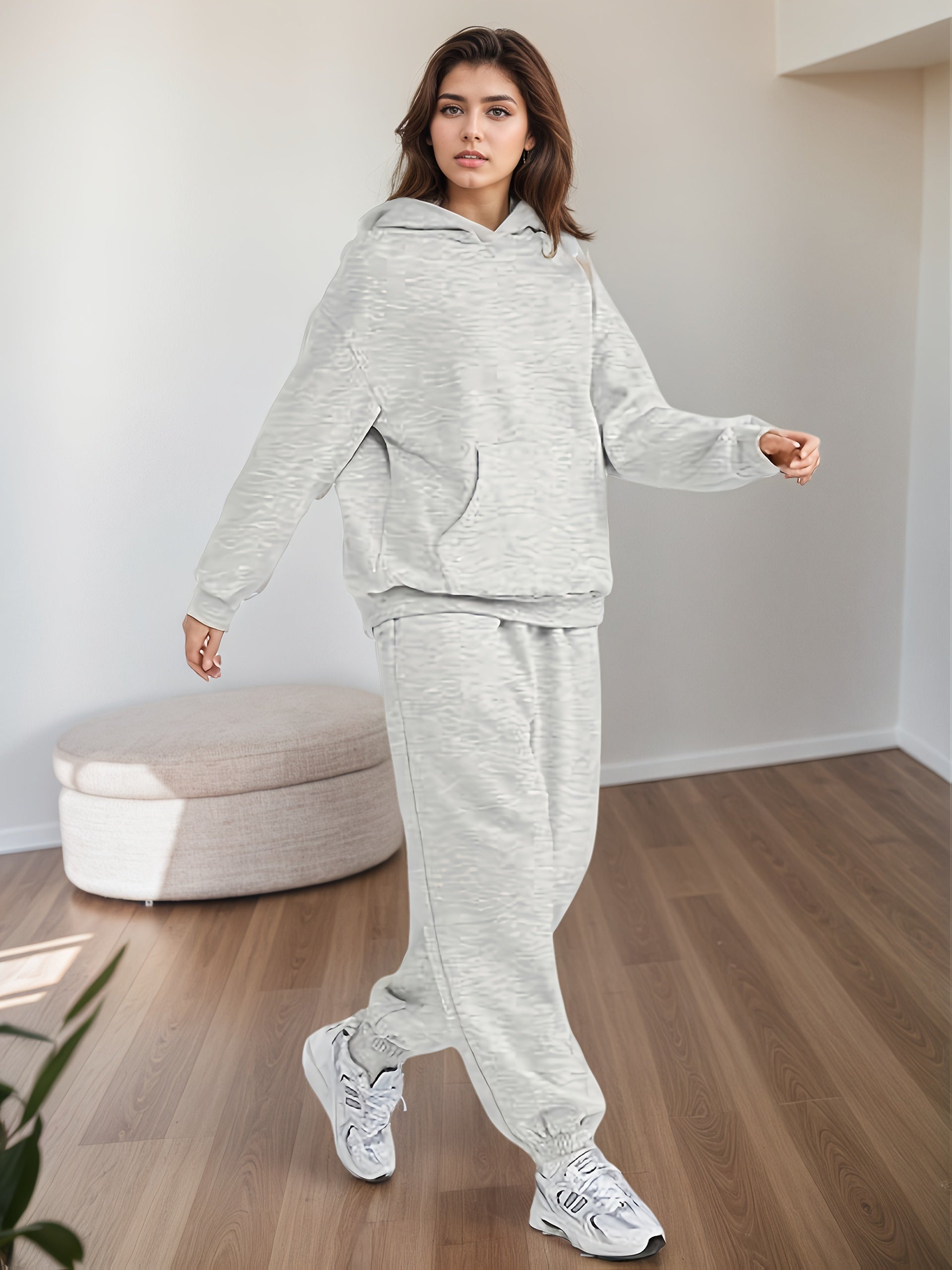 Women’s Plus Size Lounge Set – Oversized Hoodie & Baggy Sweatpants with Pockets CJ US