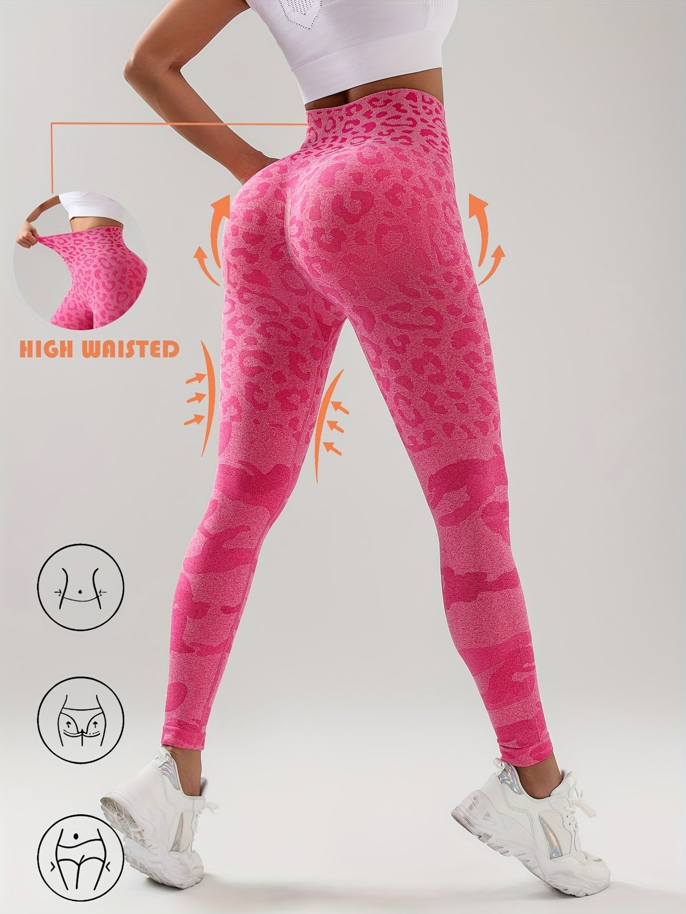 Leopard Seamless High Elasticity Sports Leggings,Tummy Control Yoga Tights null