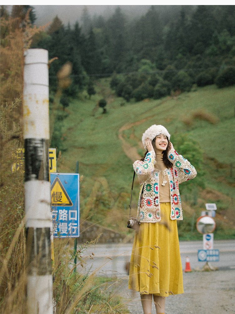 Women’s Hollow Hand Crochet Cardigan – Elegant Open Front Sweater CJ