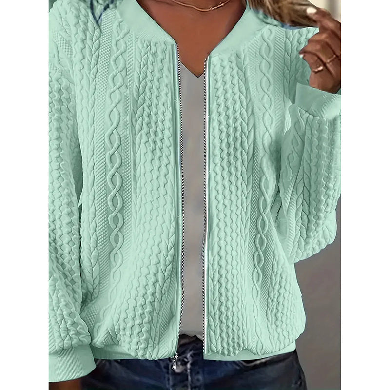 Bomber Jackets For Women Cute Jacquard Coats Lightweight Zip Up Jackets CJ US