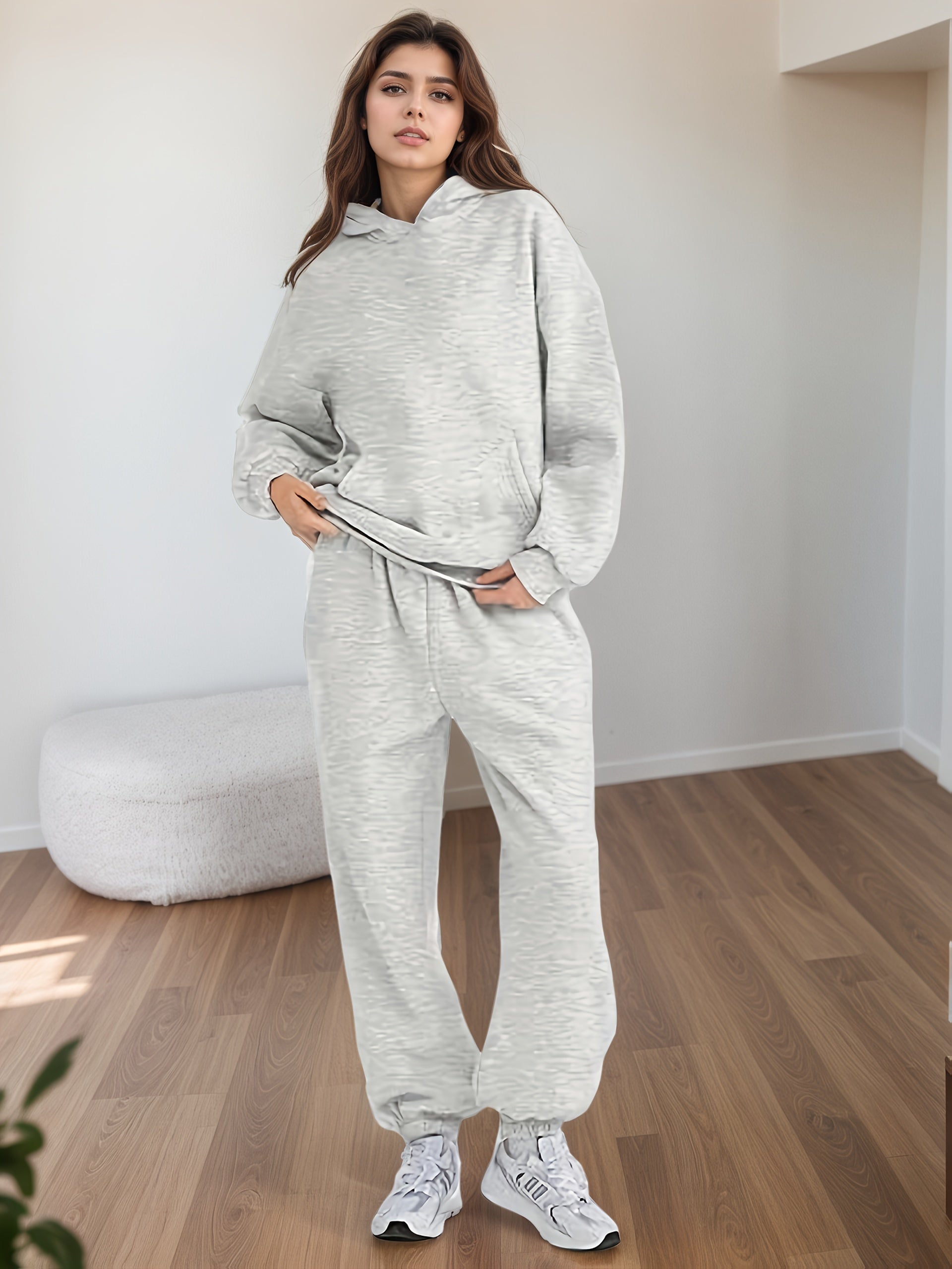 Women’s Plus Size Lounge Set – Oversized Hoodie & Baggy Sweatpants with Pockets CJ US