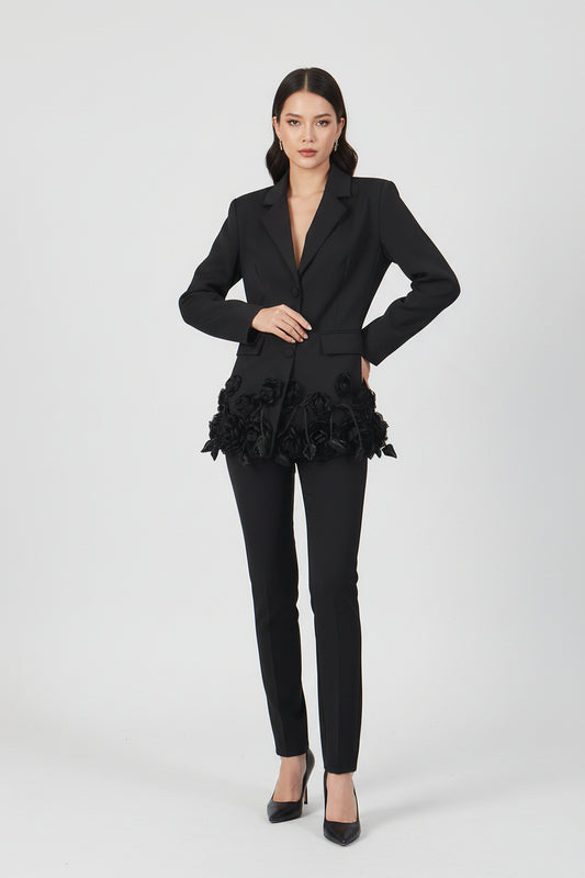 Elegant Three-dimensional Floral Loose-fitting Blazers 