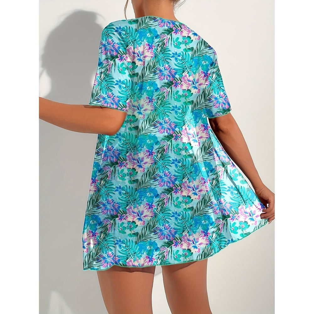 Local WarehouseFashionable Printed Slimming High Waisted Bikini Three Set Beach Vacation Sunscreen Swimsuit CJ US