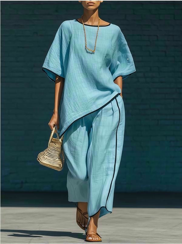 Casual Resort-Style Fashionable Loose Two-Piece Set For Women 