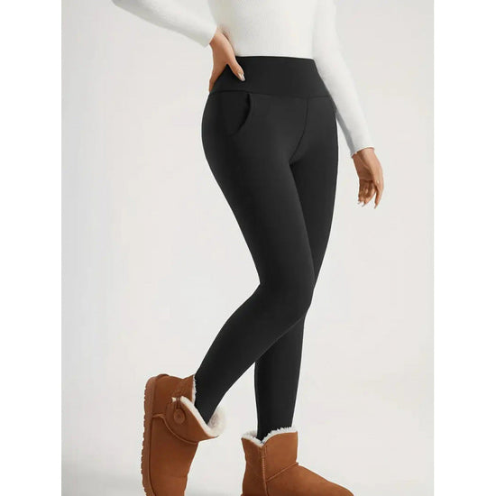 Women's High Waist Warm Fleece Lined Leggings 