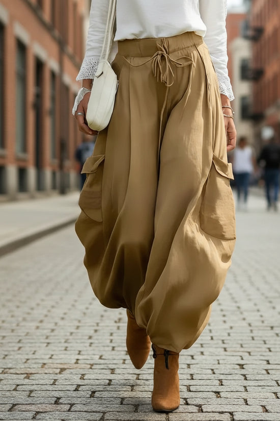 Women's Drawstring Pocket Casual Loose-fitting Trousers 