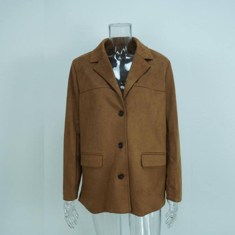 Plus Size Women's Solid Color Blazer Jacket Notch Lapel Long Sleeve Motorcycle Coat With Pockets For Office&Formal Wear CJ US