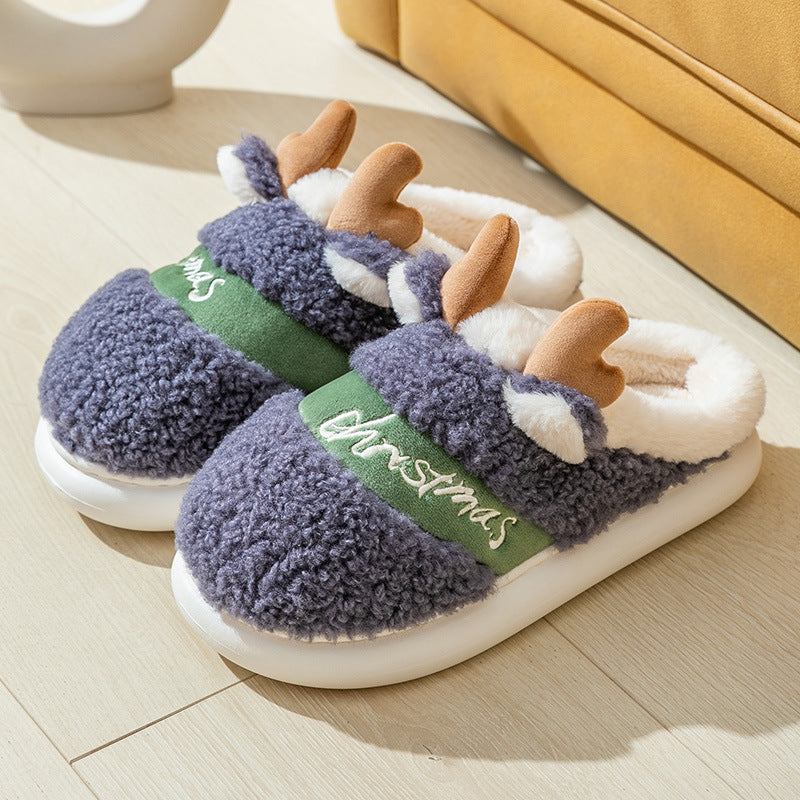 Christmas Shoes Winter Home Slippers Elk Soft Cozy Bedroom Slipper Slip On House Shoes CJ