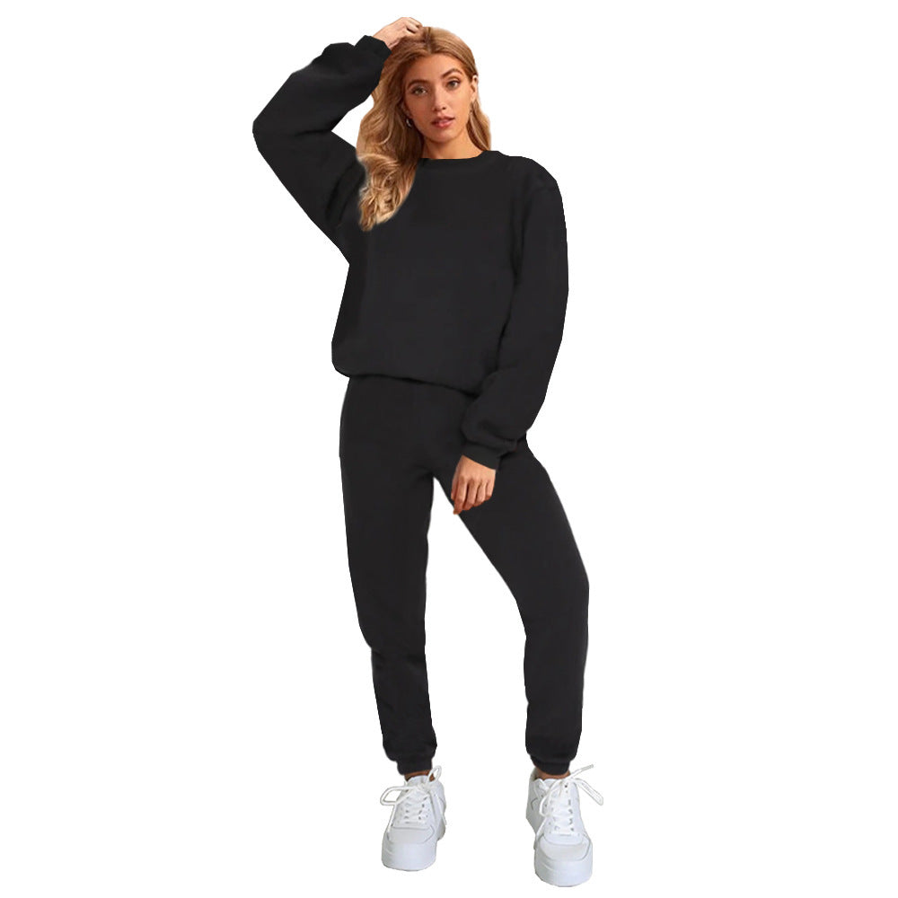 Women's Solid Color Round Neck Pullover Sweatshirt Pants Diversi Fashion™