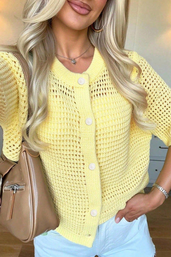 Women's Solid-color Cardigan Sweater Top 