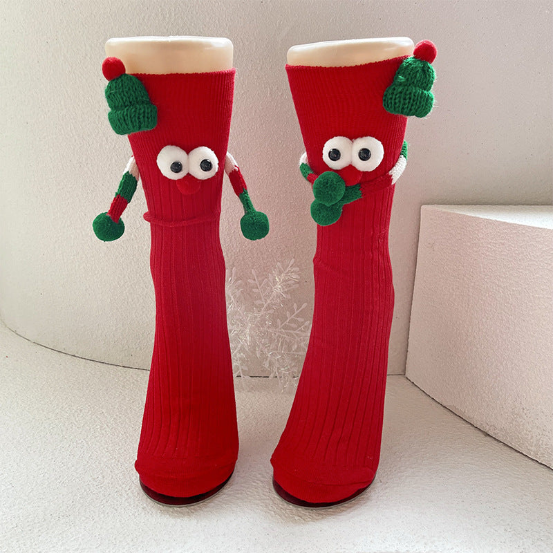 Cute Cartoon Christmas Socks Solid Cotton Middle-tube Socks For Adults And Children CJ