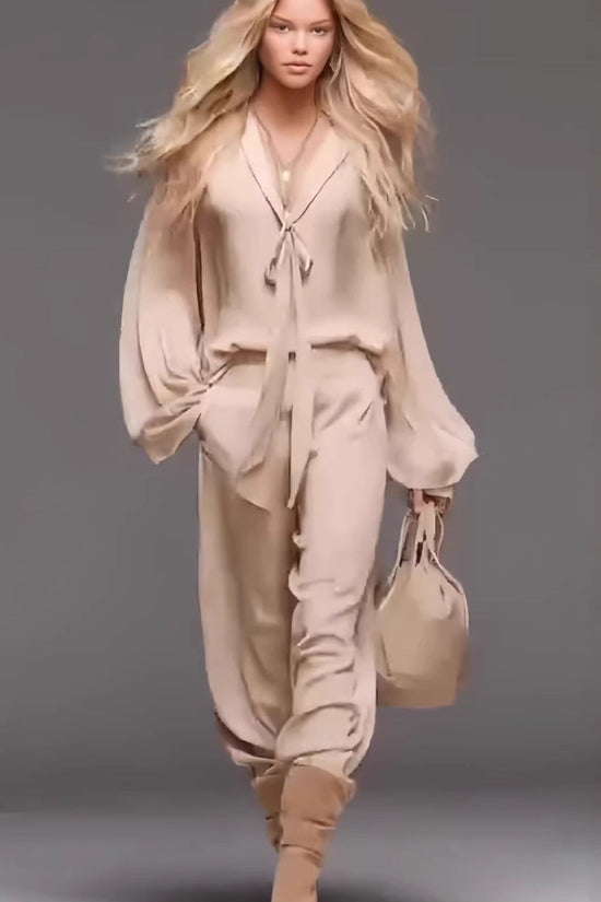 French-style Chic Yet Mature Casual Long-sleeve Top And Pants Set 