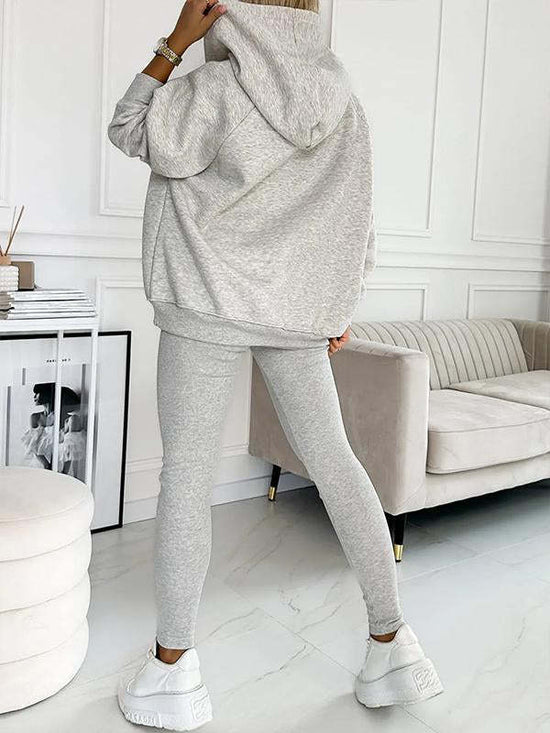 Women's Sports Suit Loose Hooded Sweatshirt & Vest Trousers | Diversi