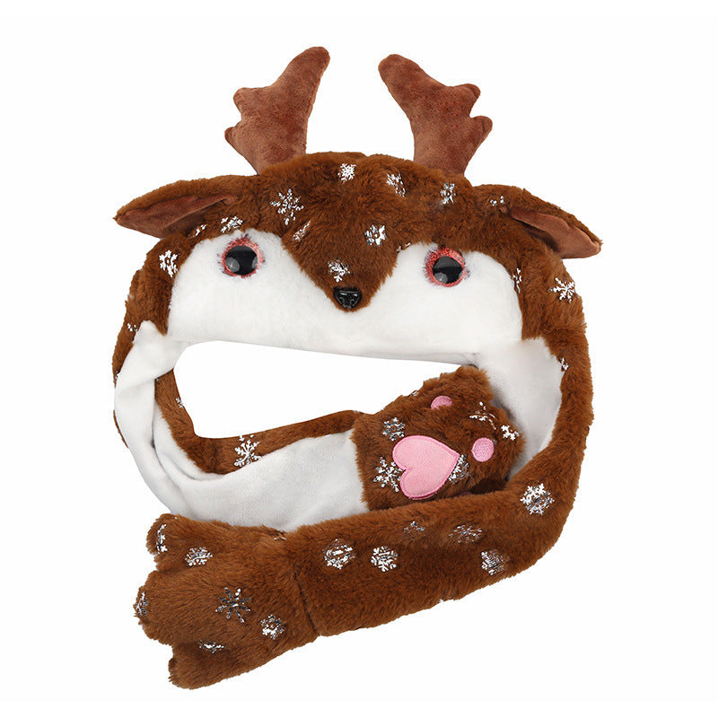 Novel Movable Christmas Hat Winter Cute Santa Claus Snowman Elk Hat CJ