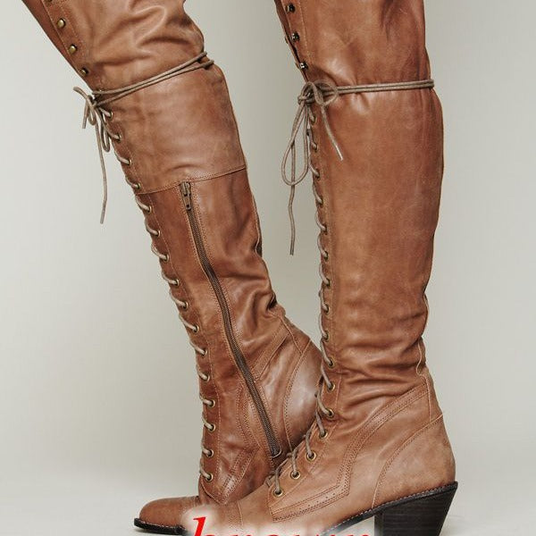 Women’s Over-the-Knee Boots – Round Toe Stylish Tall Winter Boots - FitiqueFit