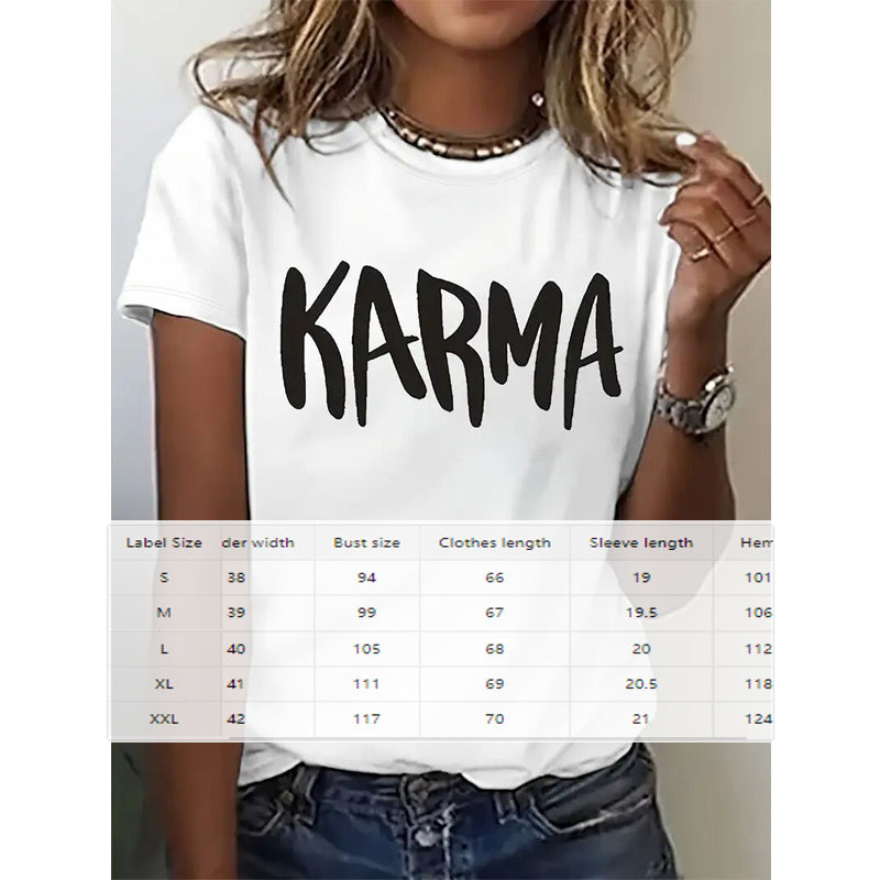Short Sleeve Round Neck T-Shirt With 'KARMA' Print CJ US