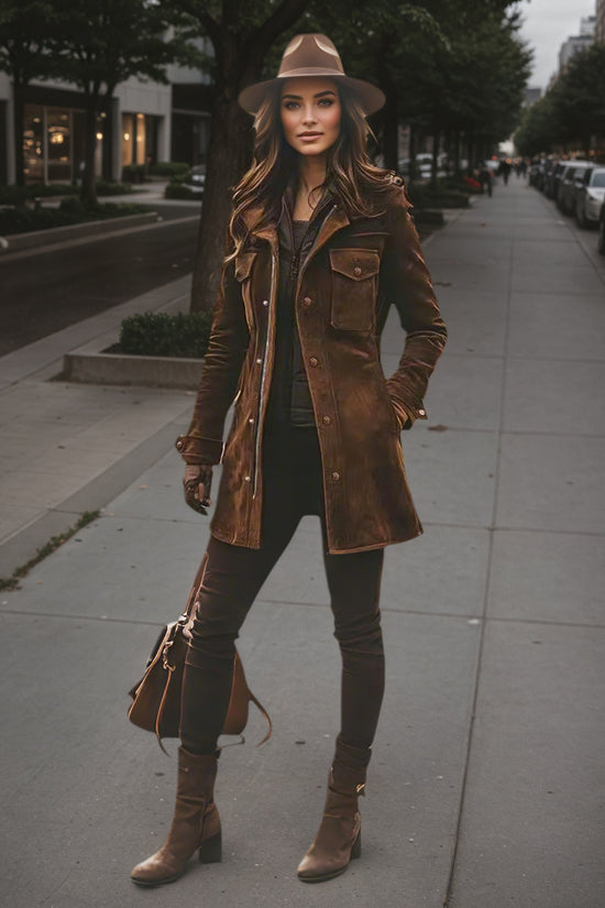 Women’s Vintage Style Long Winter Jacket – Warm Windproof Autumn Coat - FitiqueFit