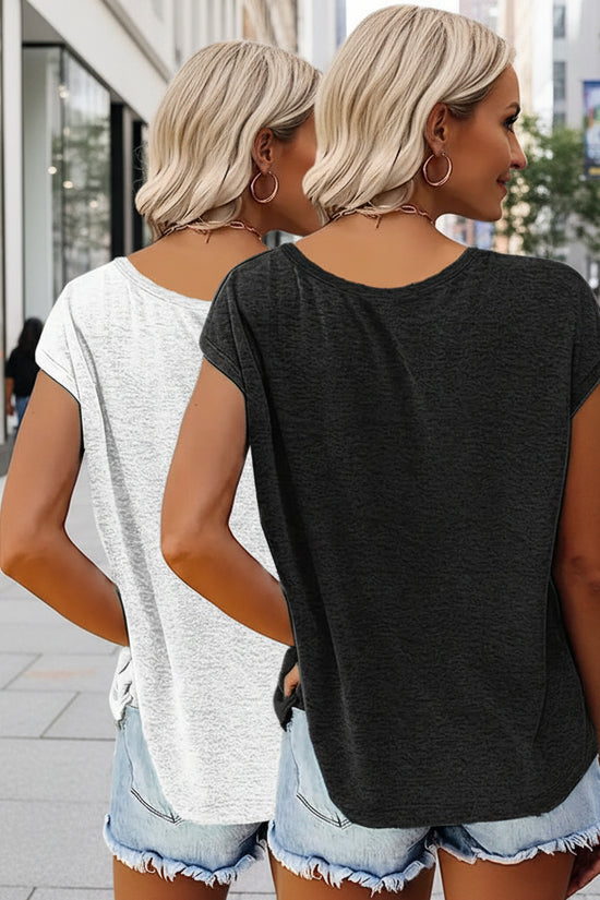2-Pack Women's V-Neck Sleeveless Tank Tops – Loose Fit Casual Summer Beach Shirts FitiqueFit