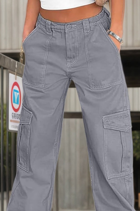 2025 New Women's Work Pants High Waisted Casual Pants Loose Elastic Wide Leg Y2K Streetwear With 6 Pockets CJ US