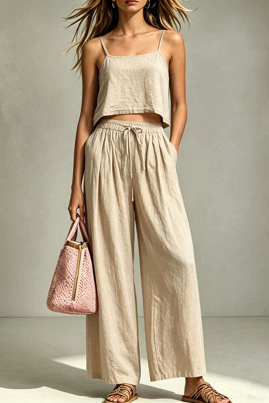 Women's Fashion Casual Camisole And Wide-Leg Pants Set 
