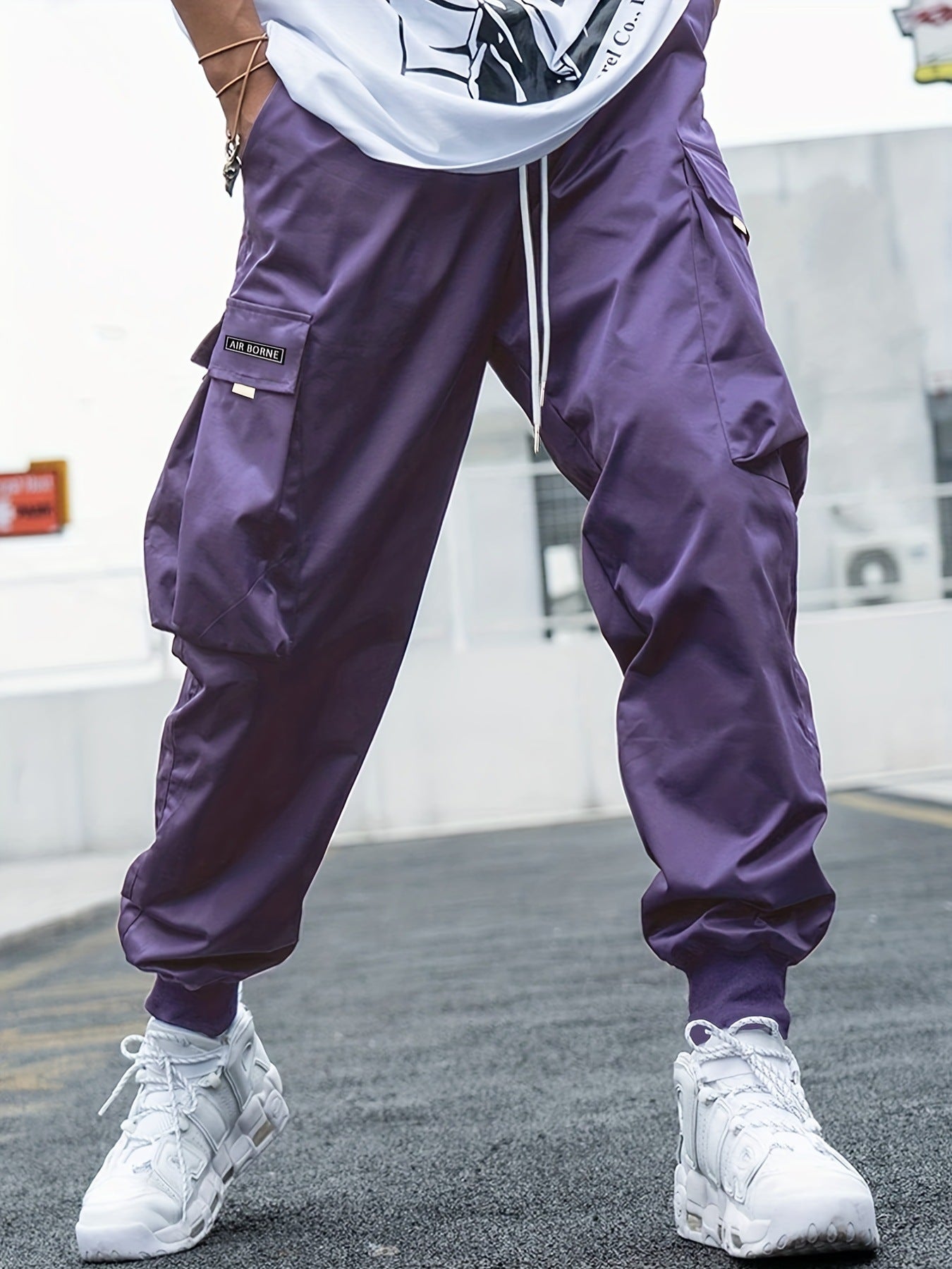 Multi-pocket Cargo Pants Men's Casual Hip-Hop Drawstring Trousers Outdoor Streetwear Sports Pant CJ US
