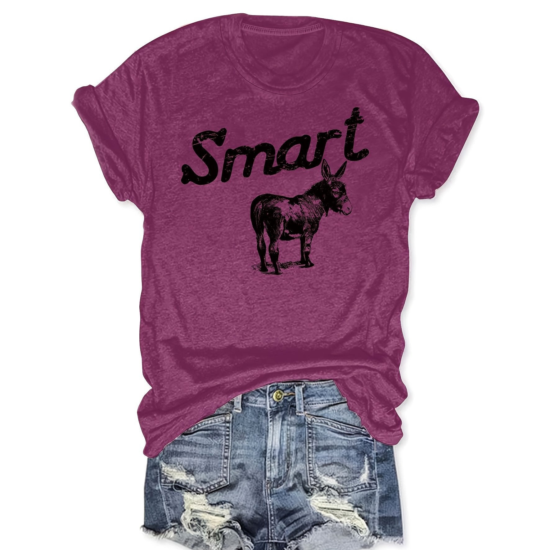 Women's Round Neck Short Sleeve T-Shirt - Casual Summer Top 