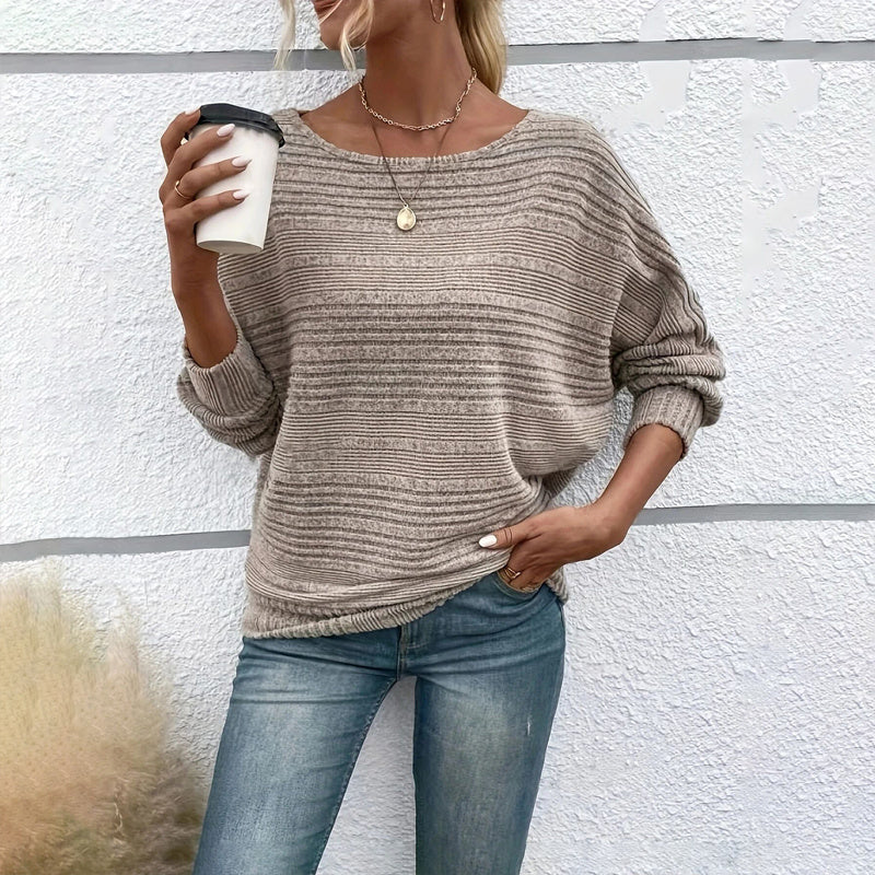 Women’s Textured Round-Neck Long-Sleeve Pullover CJ US