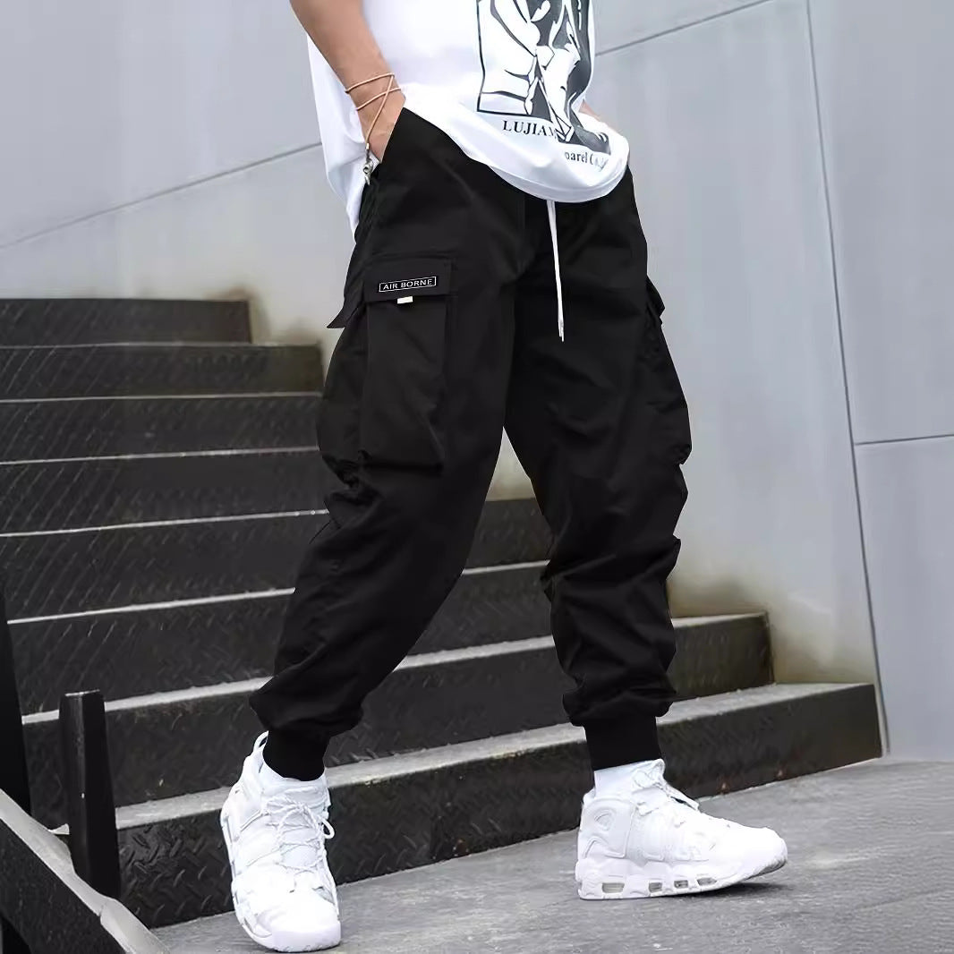 Multi-pocket Cargo Pants Men's Casual Hip-Hop Drawstring Trousers Outdoor Streetwear Sports Pant CJ US