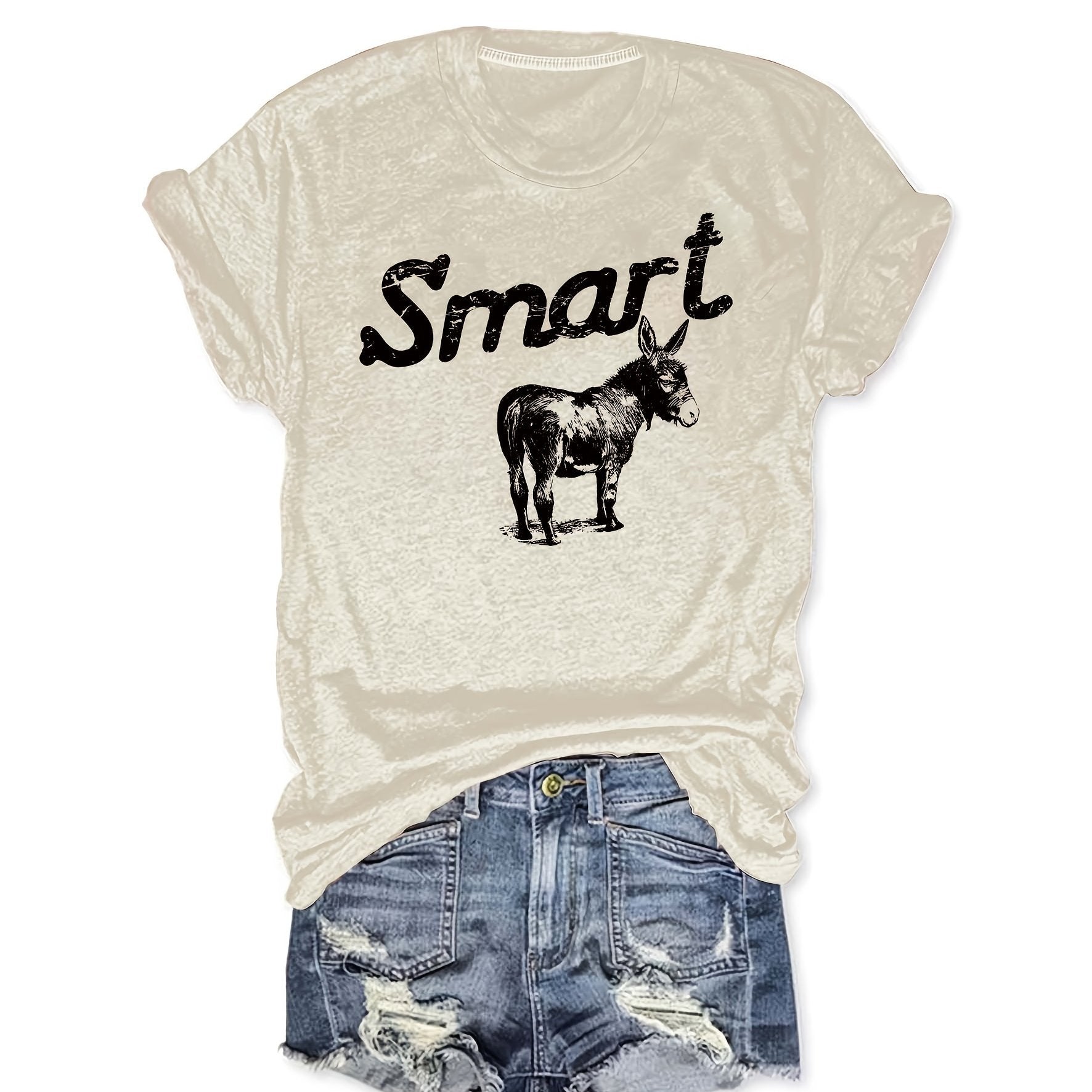 Women's Round Neck Short Sleeve T-Shirt - Casual Summer Top 