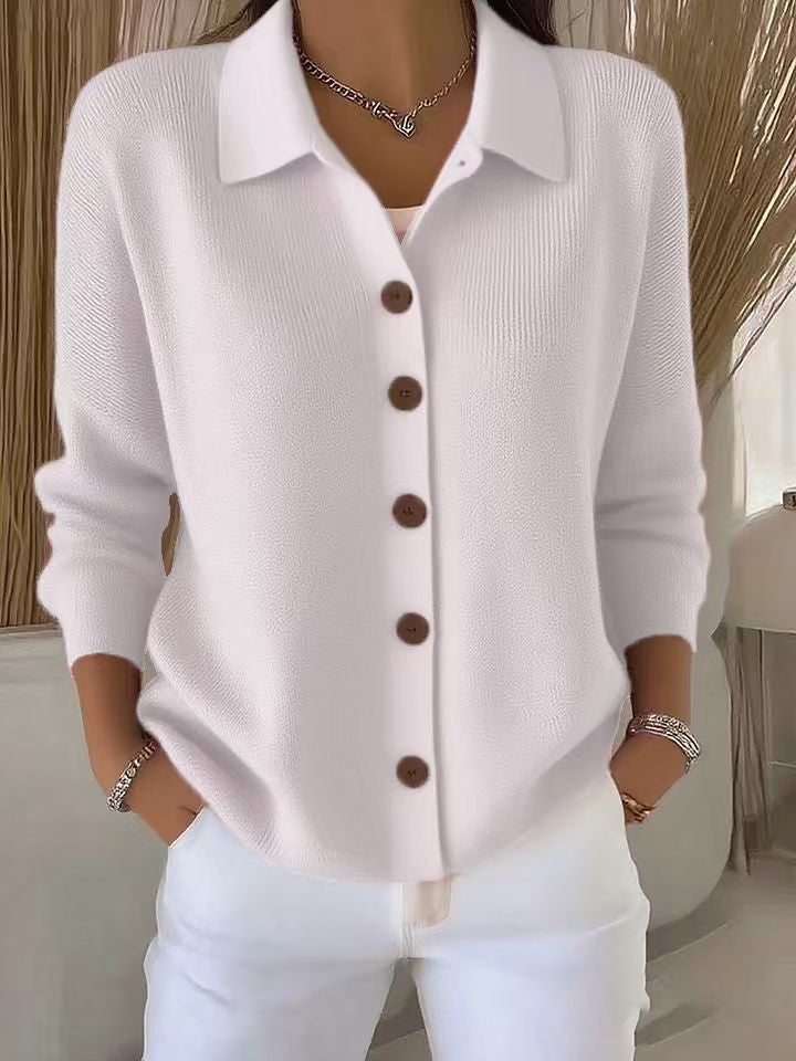 Button-knitted Lapel Sweater Cardigan Coat For Women 
