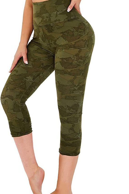 Cropped High-Rise Leggings – USA Flag Print Patriotic Workout Pants 