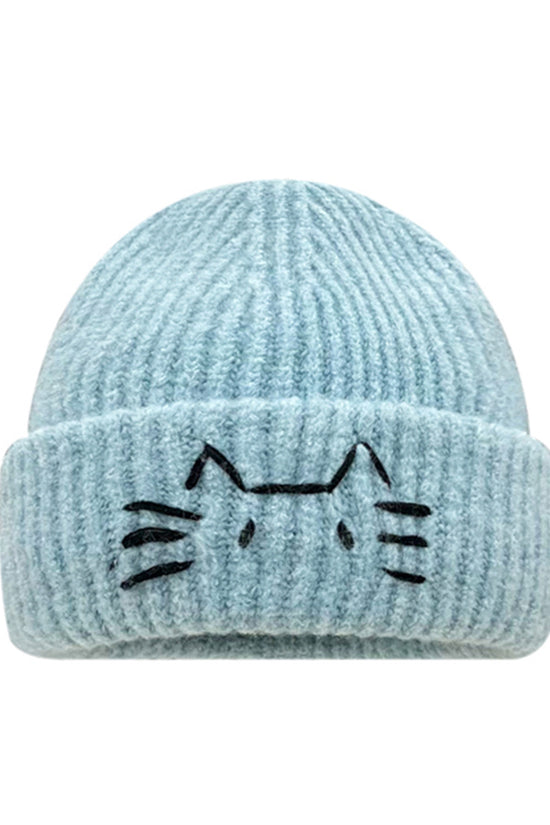 Women’s Cute Cat Line Design Knitted Hat – Warm Fall & Winter Beanie - FitiqueFit