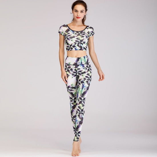 Printed navel short-sleeved quick-drying dance dress FitiqueFit