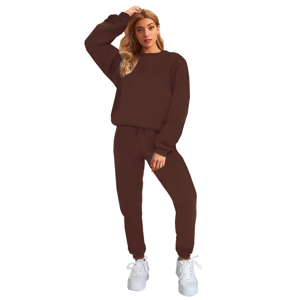 Women's Solid Color Round Neck Pullover Sweatshirt Pants Diversi Fashion™