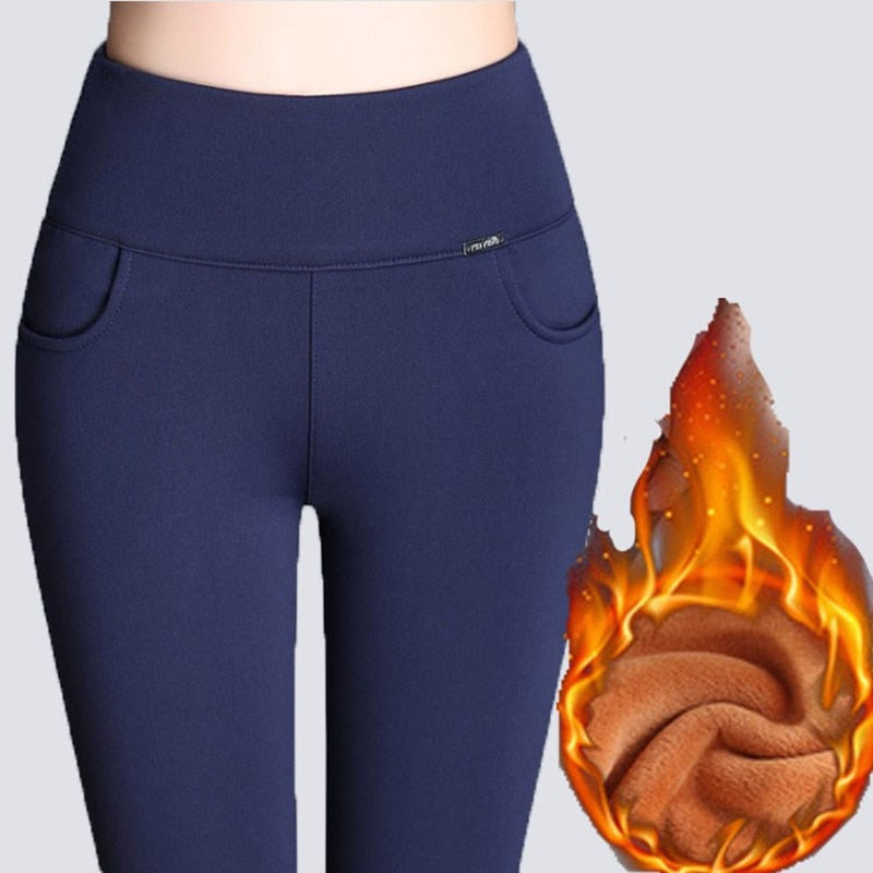 High waist and velvet padded leggings 