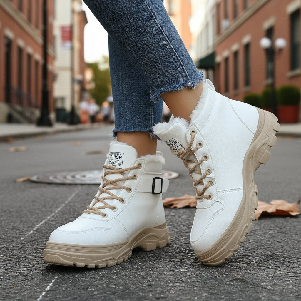Women's Casual Mid-calf Fleece-lined, Thickened, Insulated Cotton Boots 
