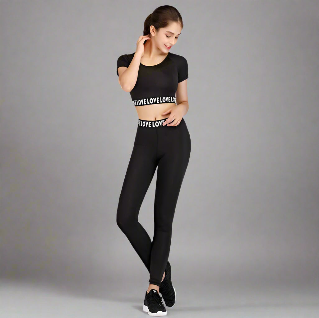 Printed navel short-sleeved quick-drying dance dress FitiqueFit