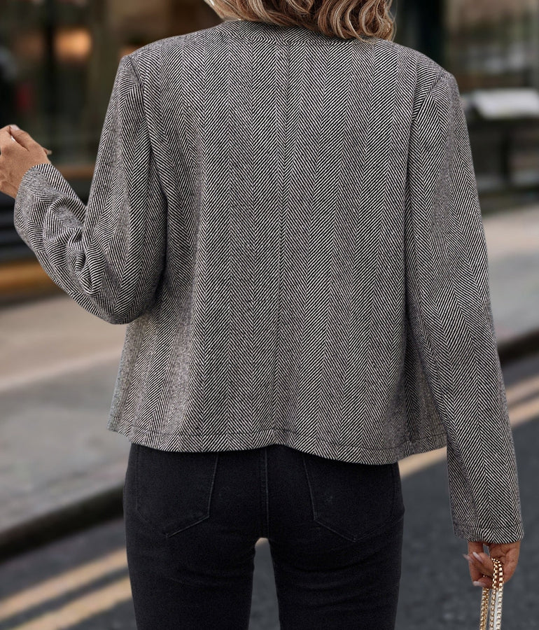 🧥 Women's Herringbone Double-Breasted Slim Jacket FitiqueFit