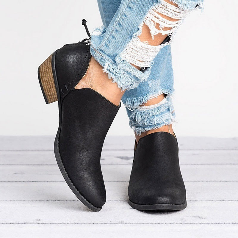 Autumn Women Shoes Retro High Heel Ankle Boots CJ US