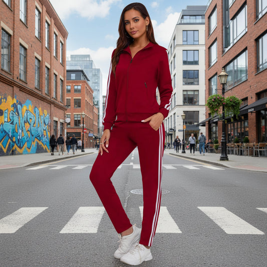 Women's Fashionable Printed Sports Long-Sleeve Hoodie Set 