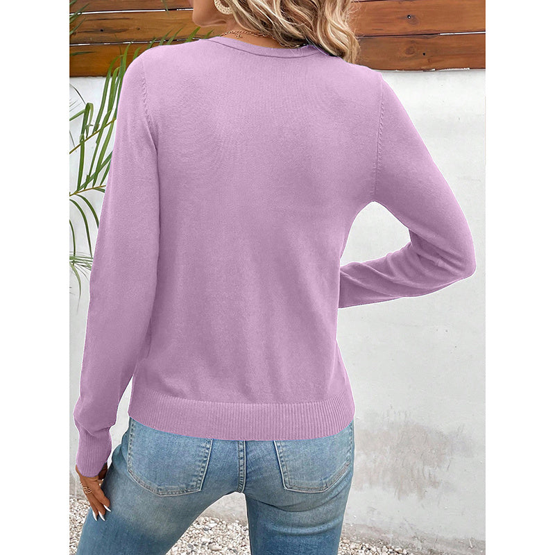 Women’s V‑Neck Button‑Down Cardigan Knit Sweater CJ US