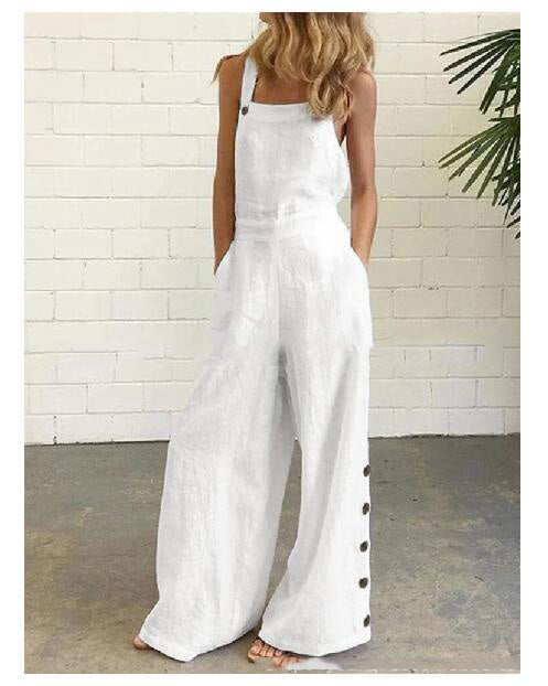 Women’s High-Waisted Sleeveless Denim Jumpsuit 